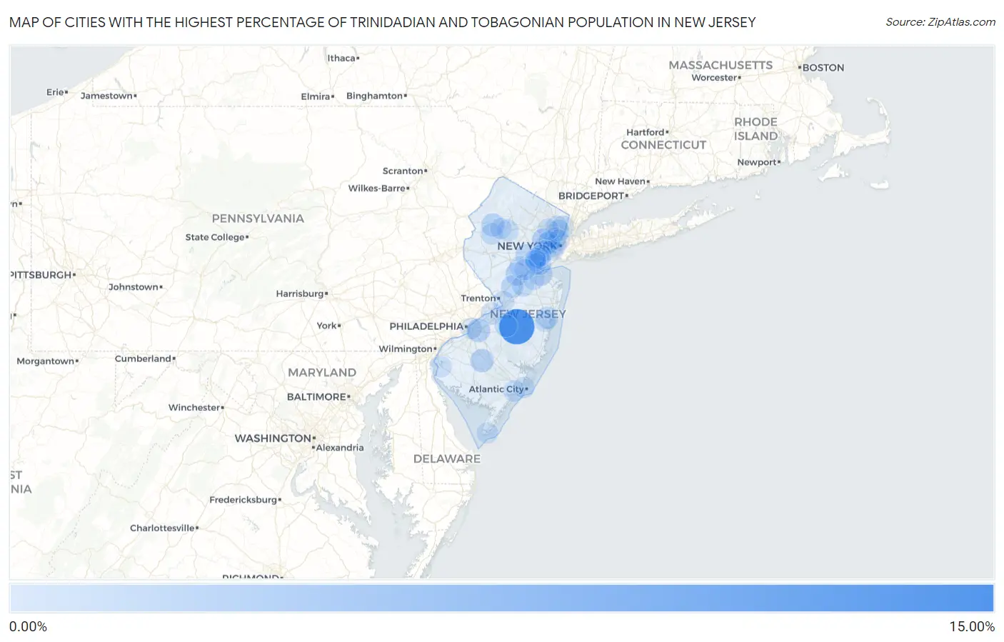 Cities with the Highest Percentage of Trinidadian and Tobagonian Population in New Jersey Map