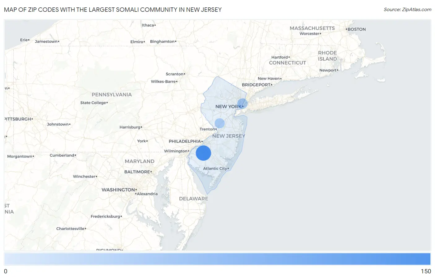 Zip Codes with the Largest Somali Community in New Jersey Map