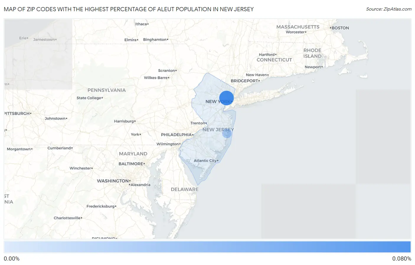 Zip Codes with the Highest Percentage of Aleut Population in New Jersey Map