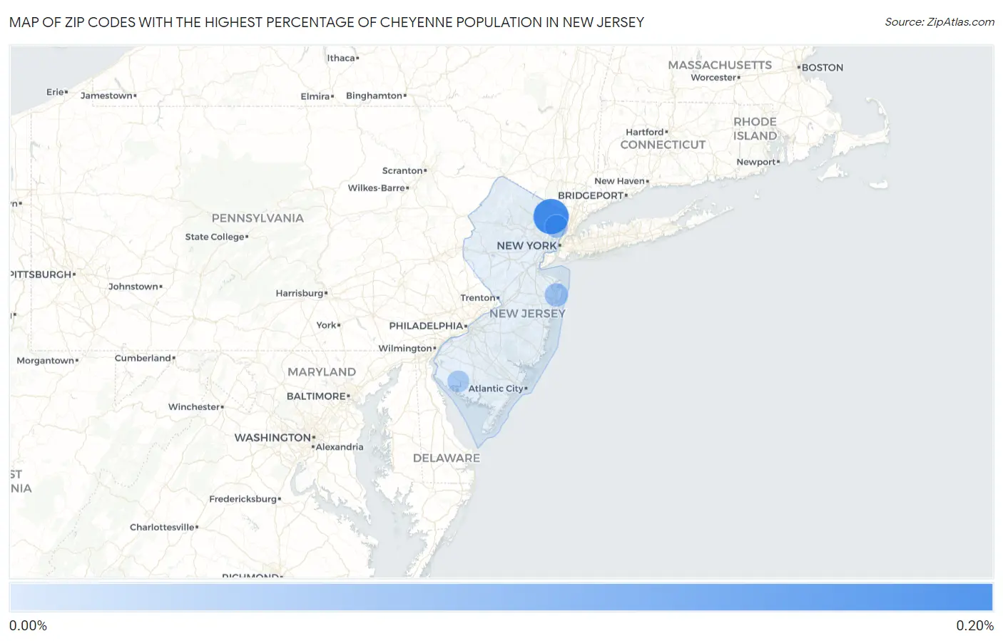 Zip Codes with the Highest Percentage of Cheyenne Population in New Jersey Map