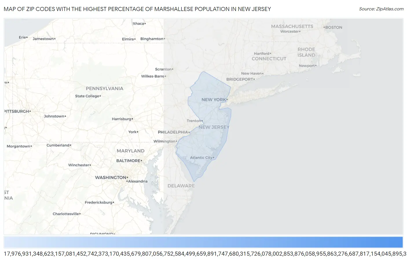 Zip Codes with the Highest Percentage of Marshallese Population in New Jersey Map