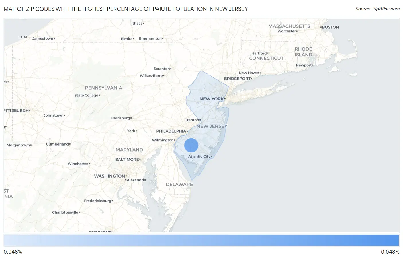 Zip Codes with the Highest Percentage of Paiute Population in New Jersey Map