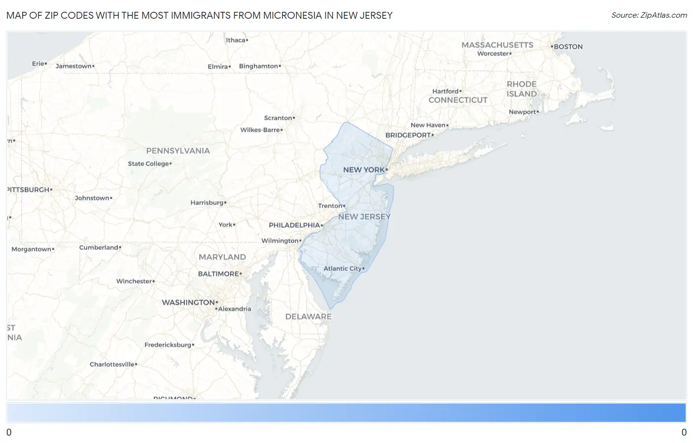 Zip Codes with the Most Immigrants from Micronesia in New Jersey Map