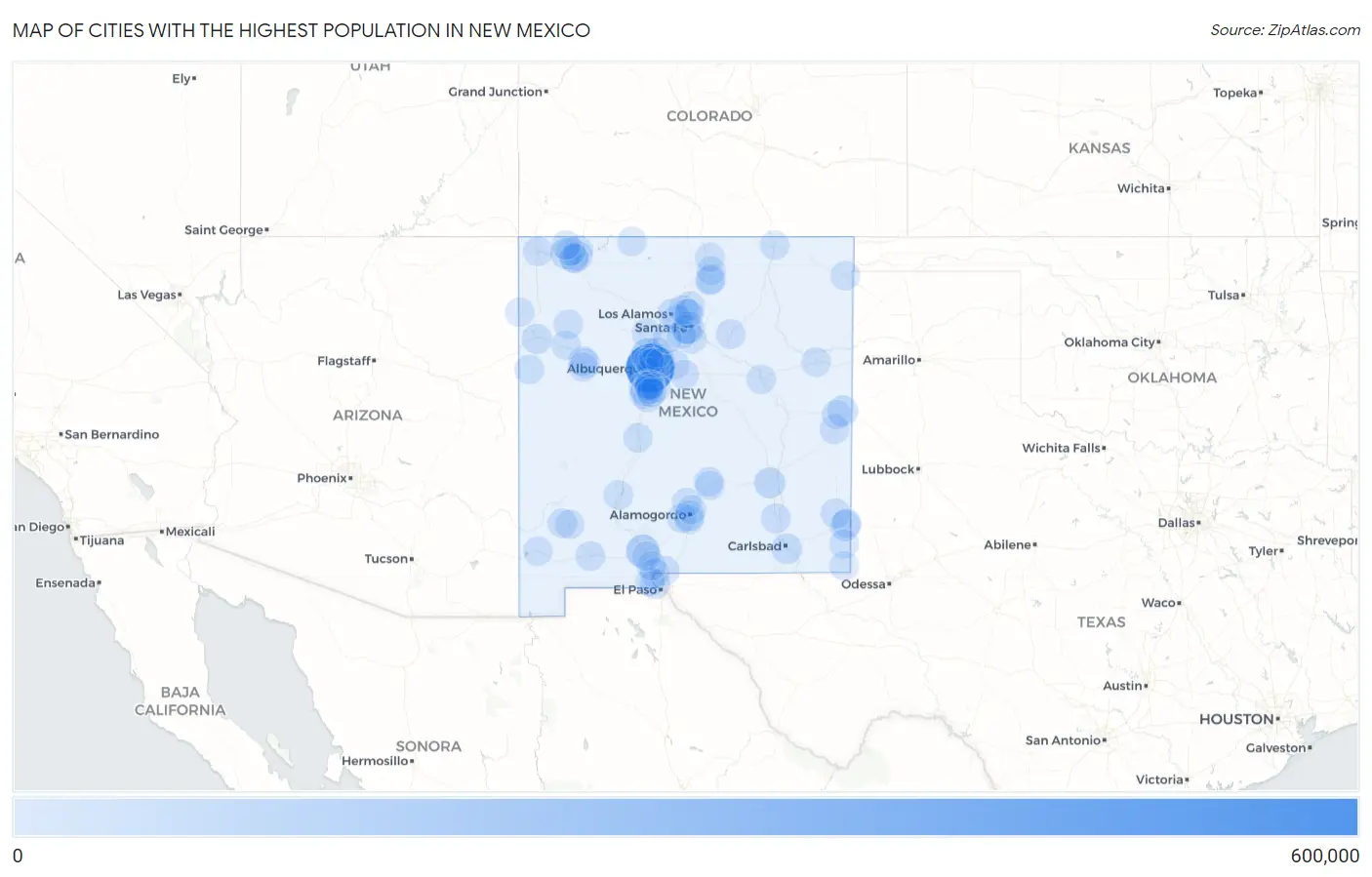 Cities with the Highest Population in New Mexico Map