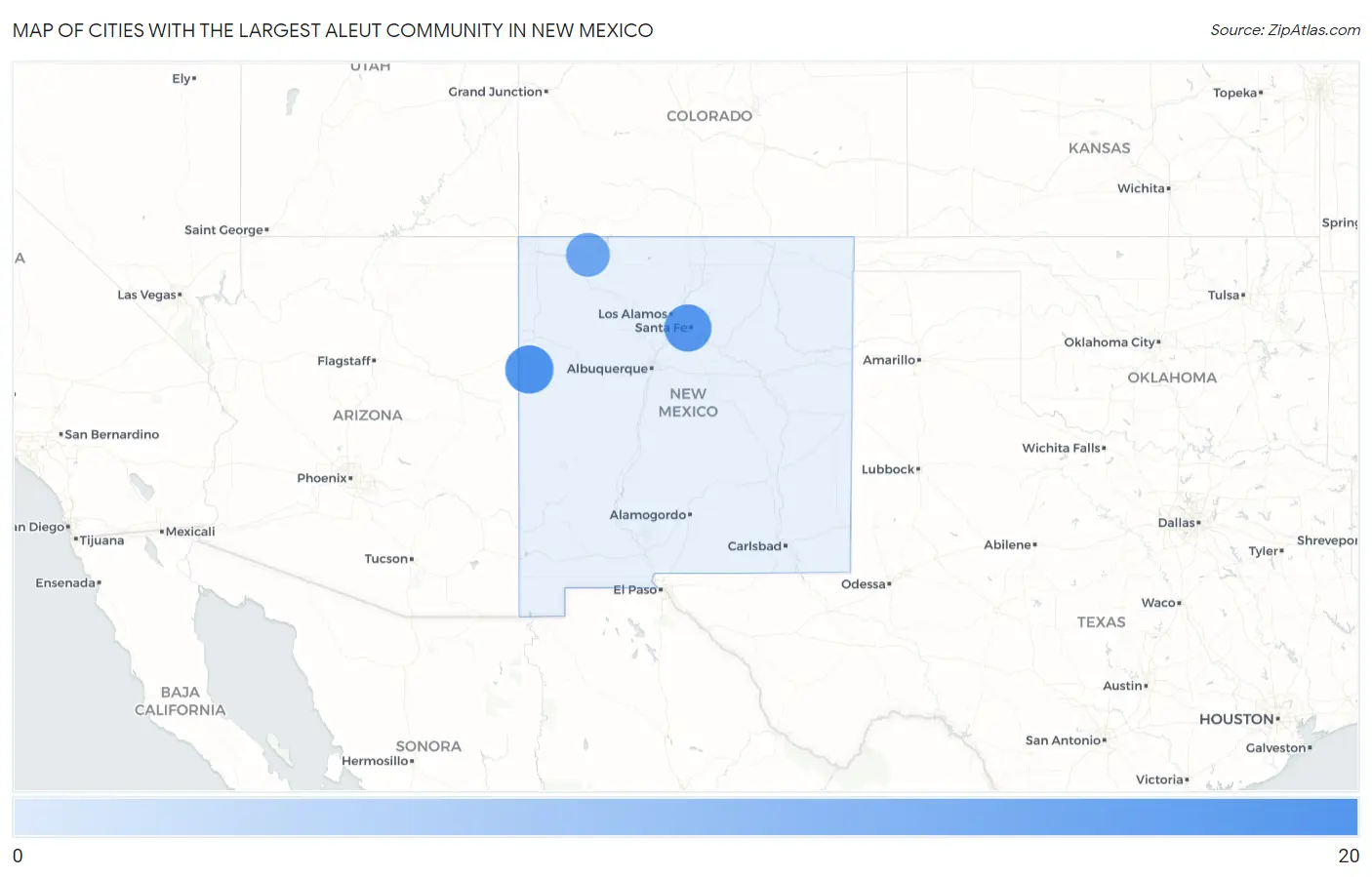 Cities with the Largest Aleut Community in New Mexico Map