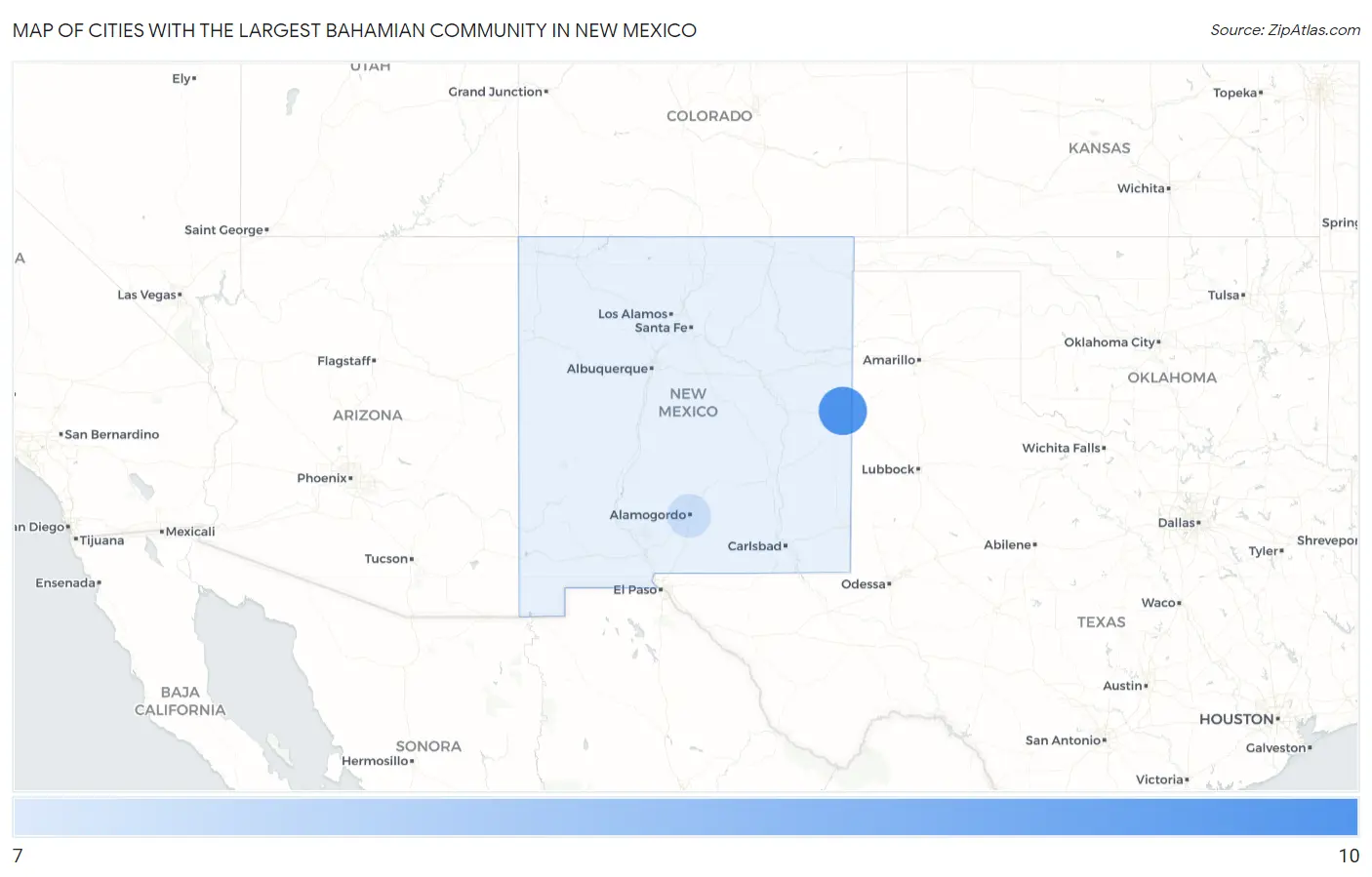 Cities with the Largest Bahamian Community in New Mexico Map