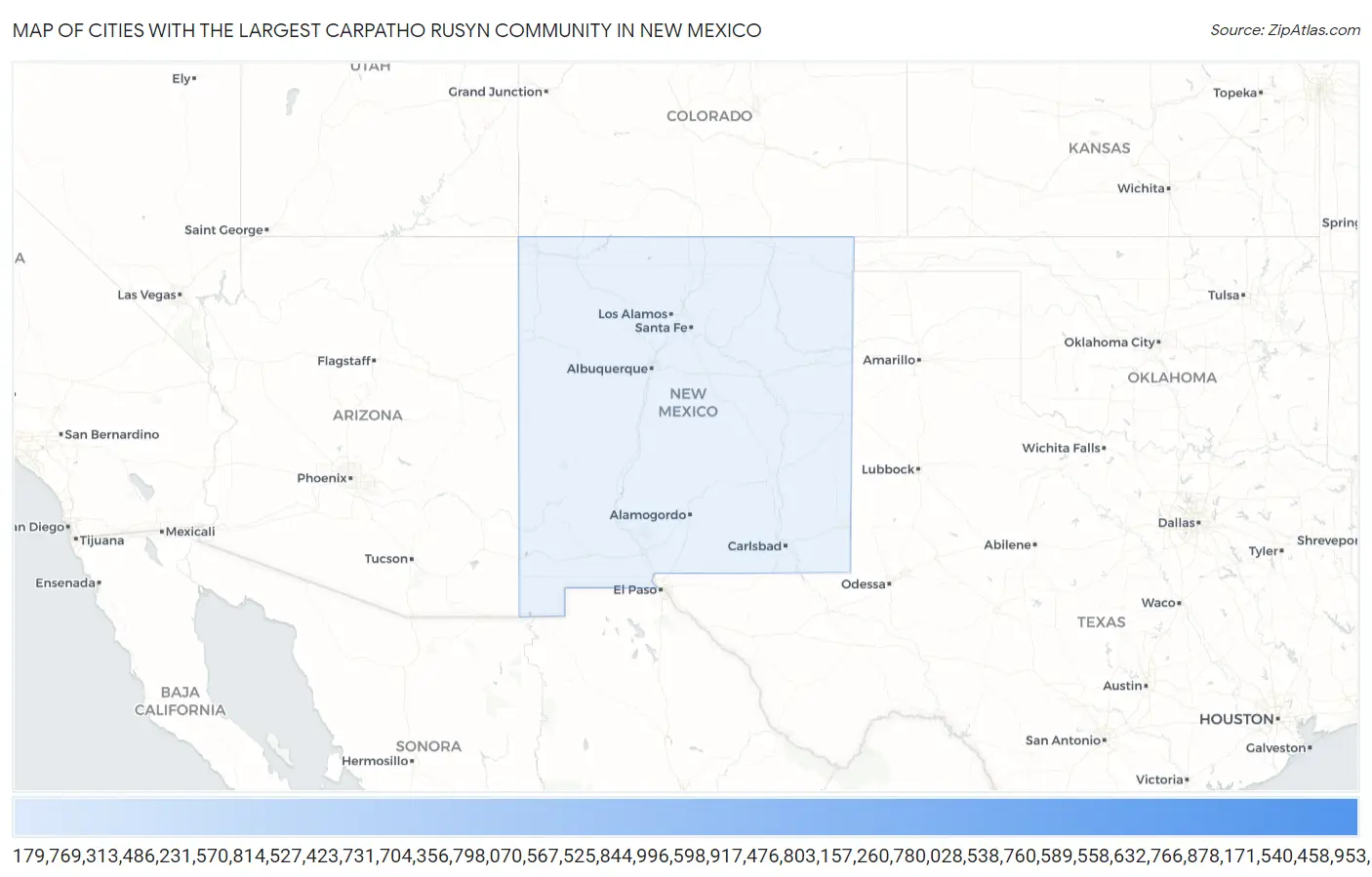 Cities with the Largest Carpatho Rusyn Community in New Mexico Map