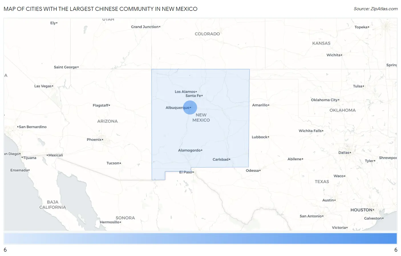 Cities with the Largest Chinese Community in New Mexico Map