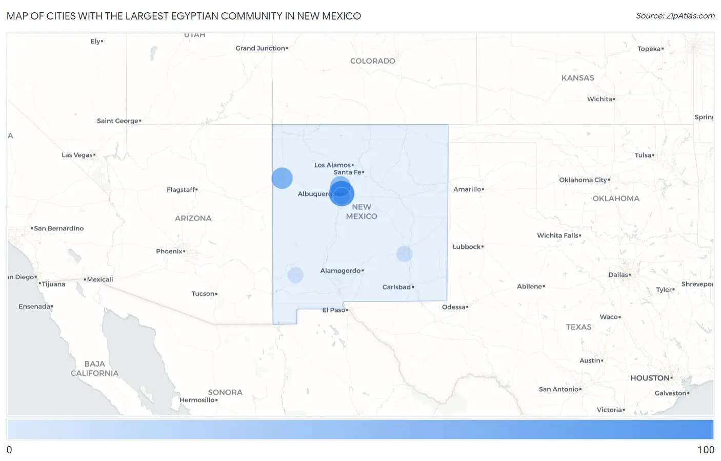 Cities with the Largest Egyptian Community in New Mexico Map