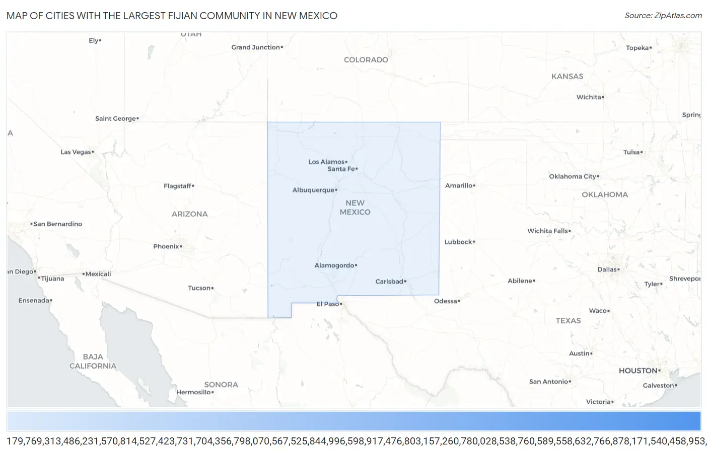Cities with the Largest Fijian Community in New Mexico Map