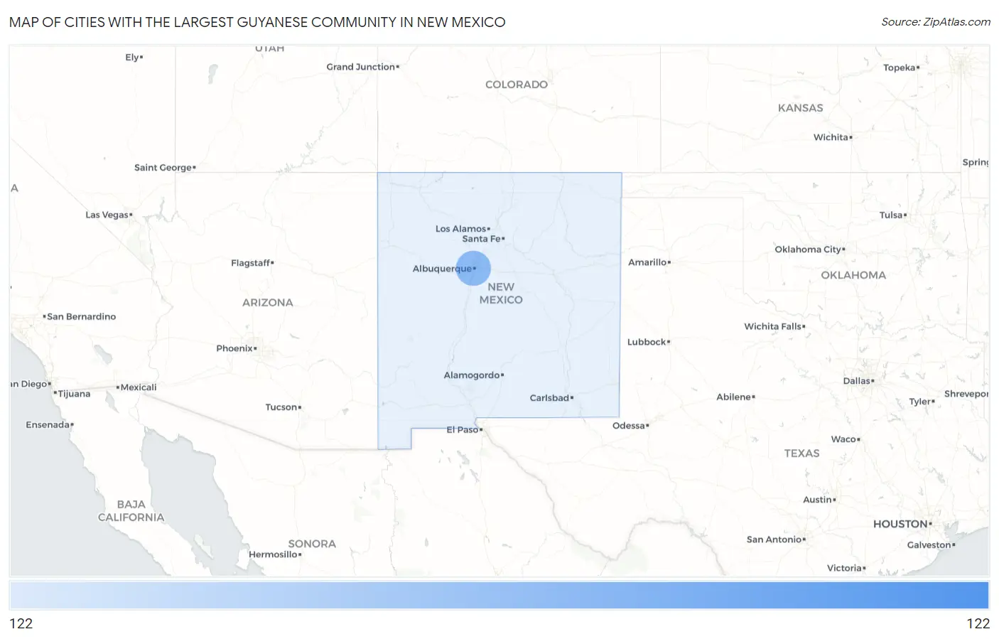 Cities with the Largest Guyanese Community in New Mexico Map