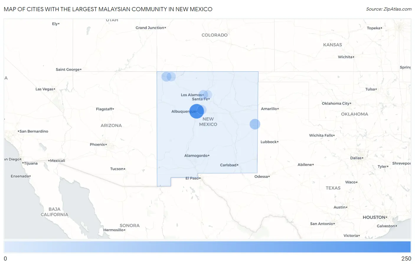 Cities with the Largest Malaysian Community in New Mexico Map