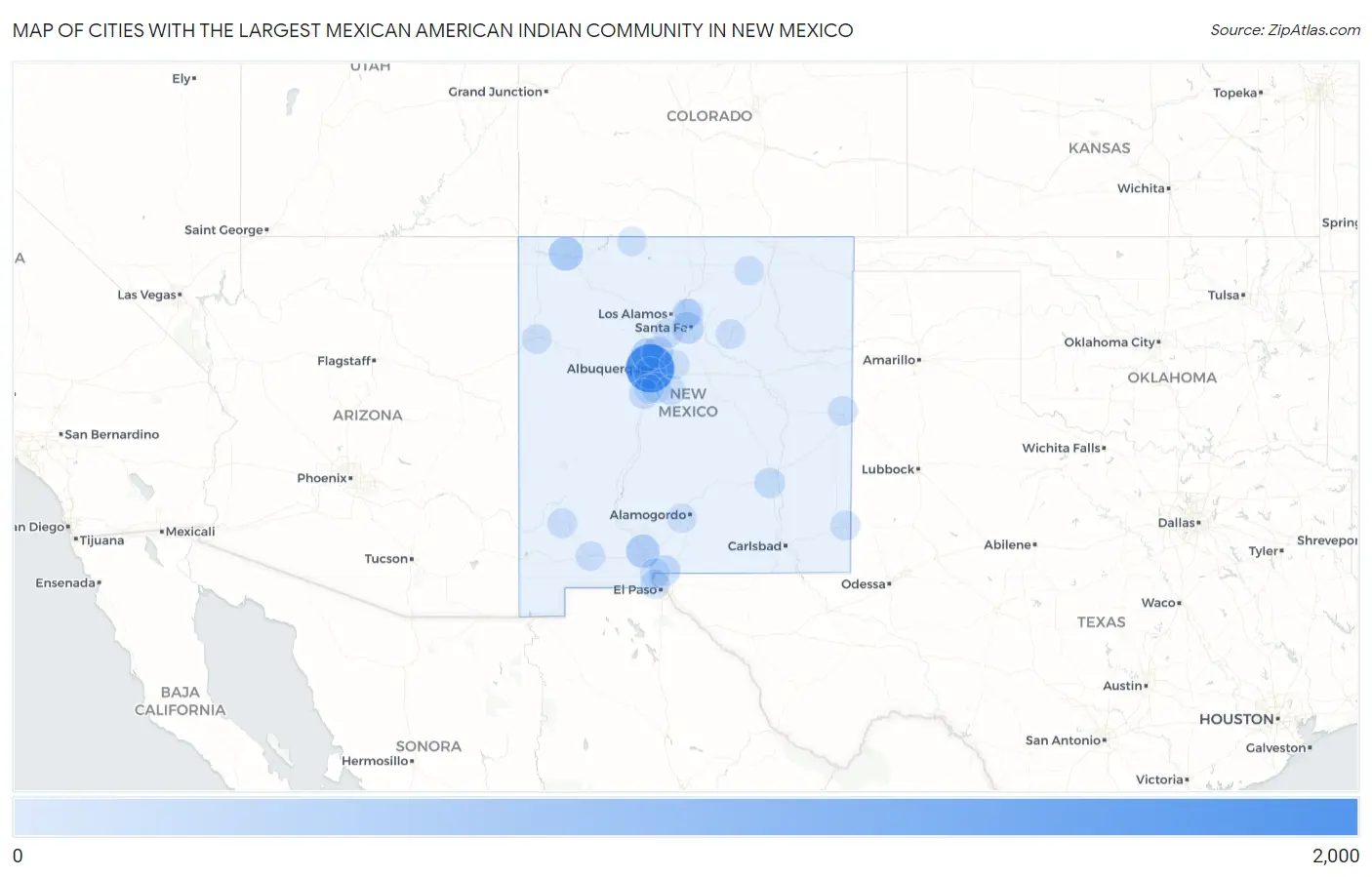 Cities with the Largest Mexican American Indian Community in New Mexico Map