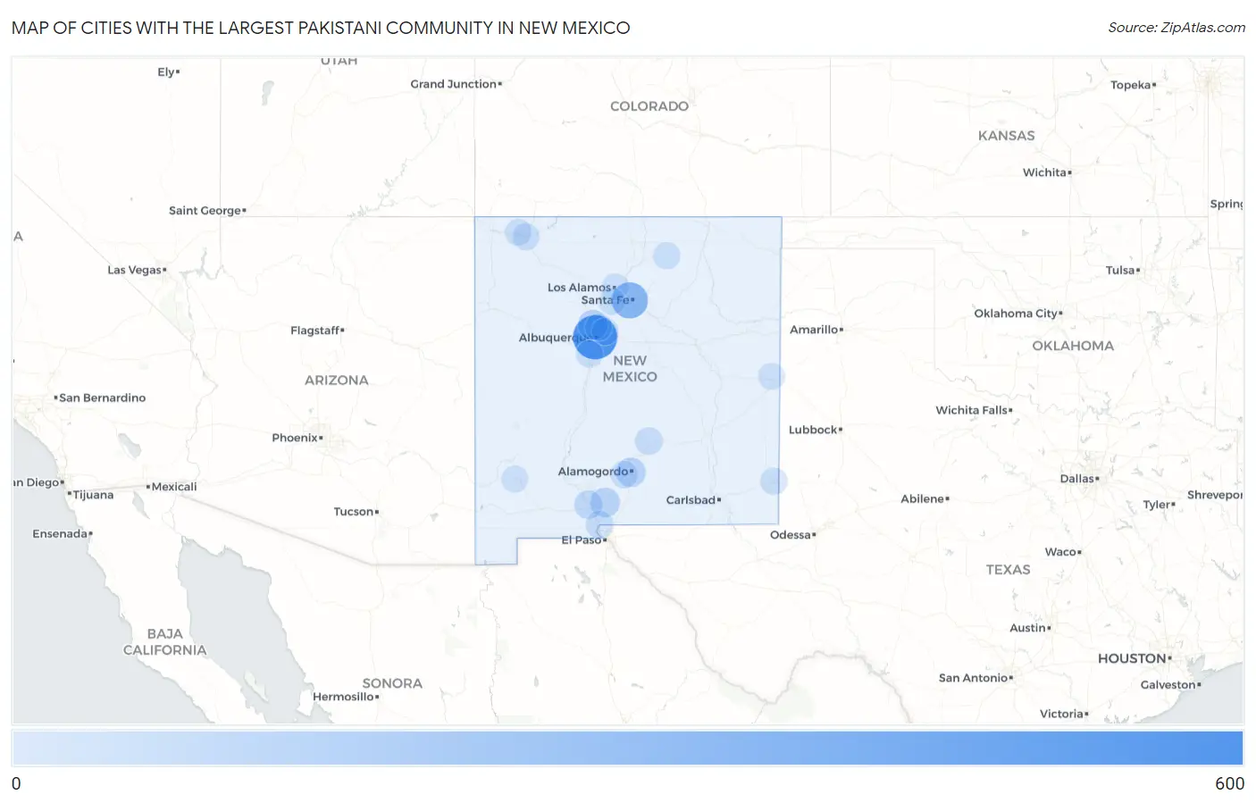 Cities with the Largest Pakistani Community in New Mexico Map
