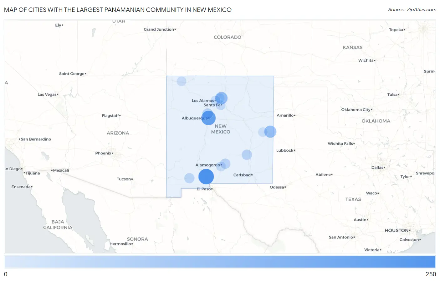 Cities with the Largest Panamanian Community in New Mexico Map