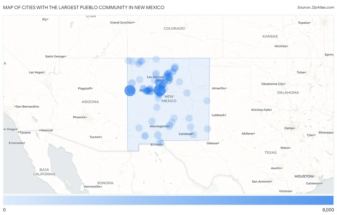 Cities with the Largest Pueblo Community in New Mexico Map