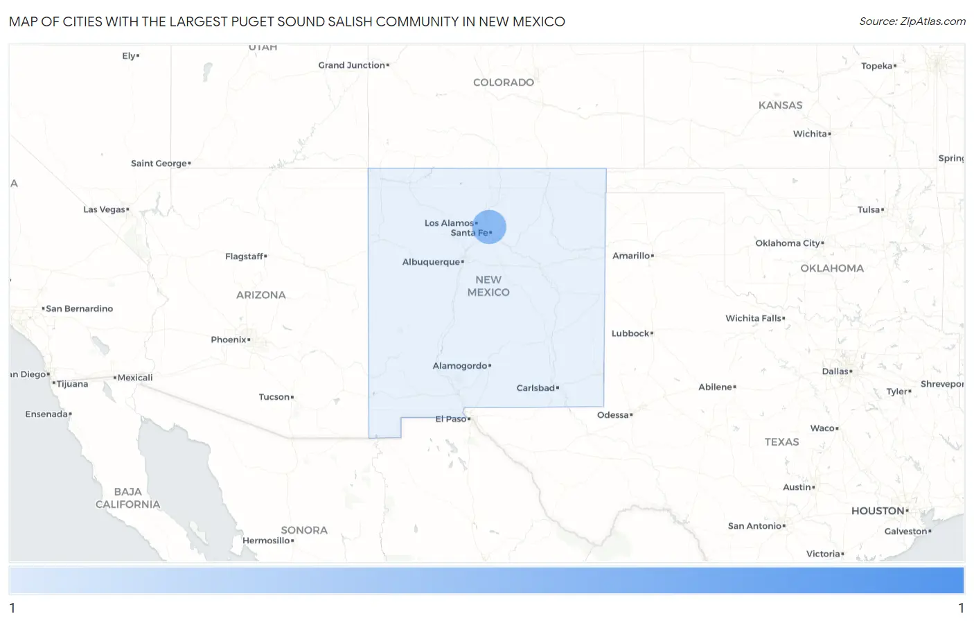 Cities with the Largest Puget Sound Salish Community in New Mexico Map