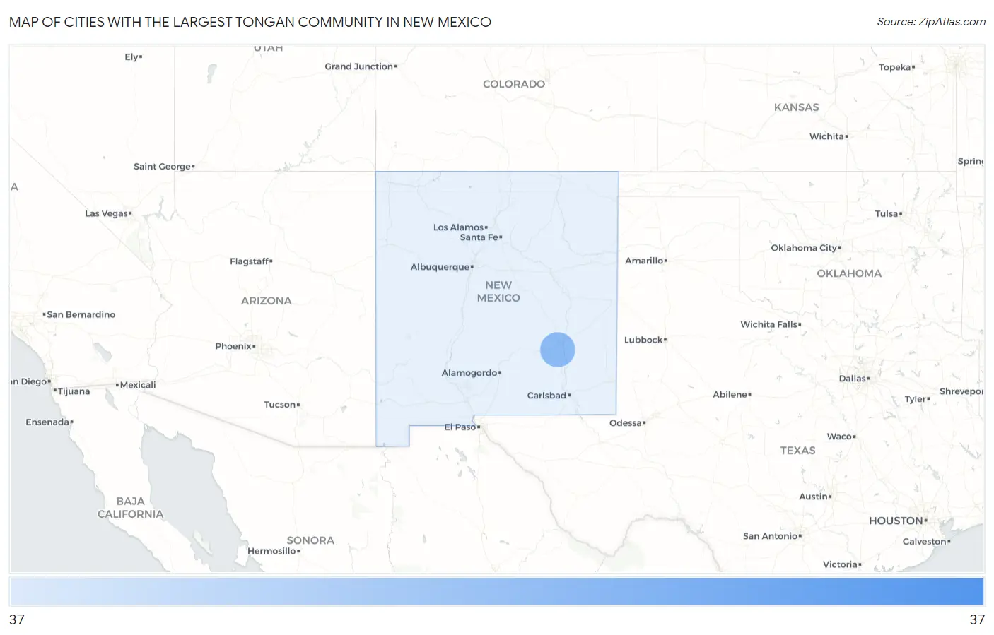 Cities with the Largest Tongan Community in New Mexico Map