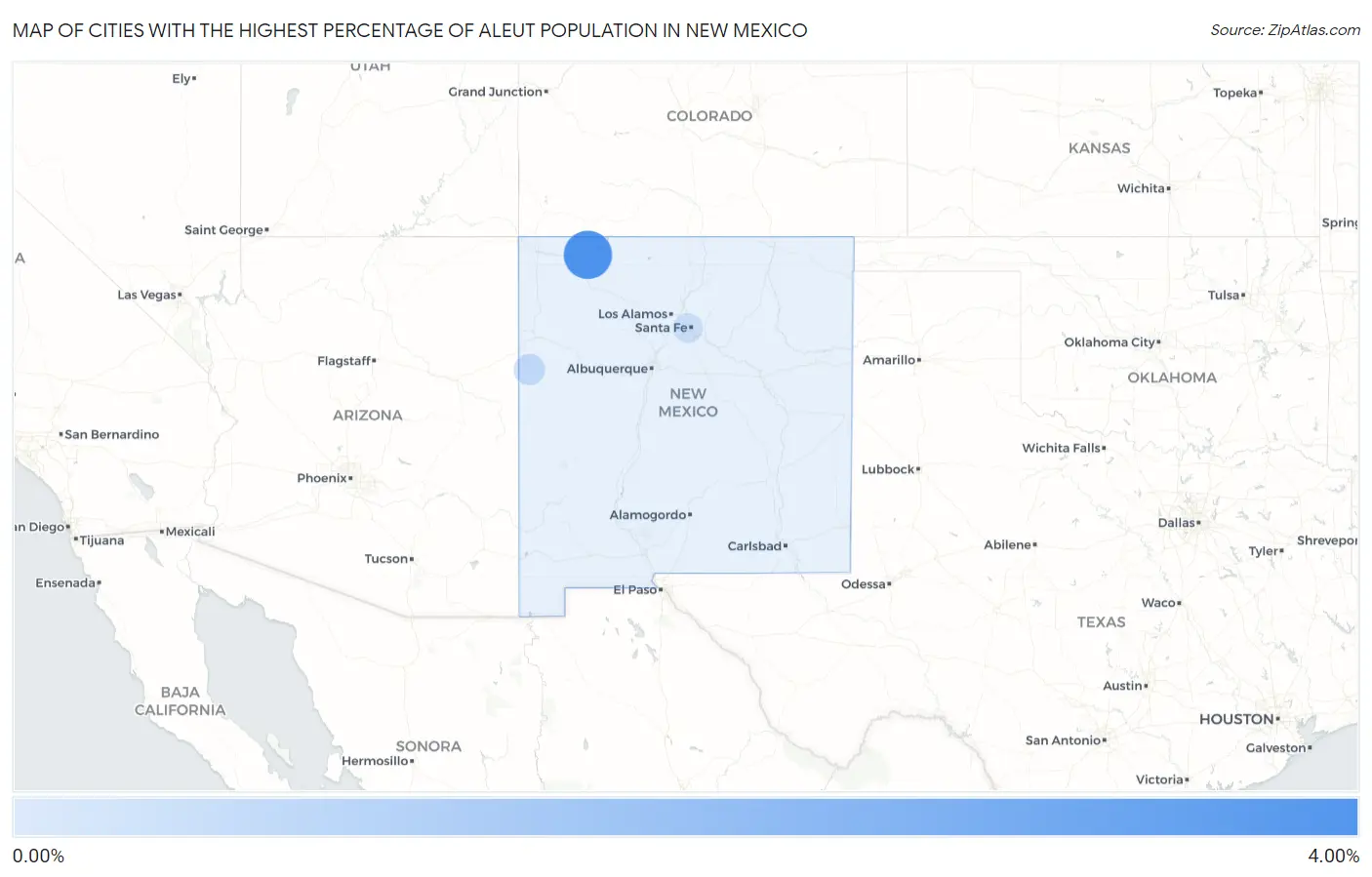 Cities with the Highest Percentage of Aleut Population in New Mexico Map