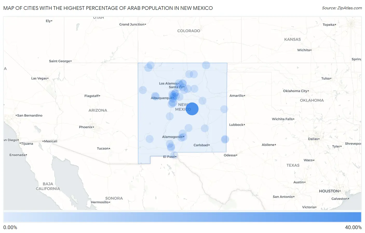 Cities with the Highest Percentage of Arab Population in New Mexico Map