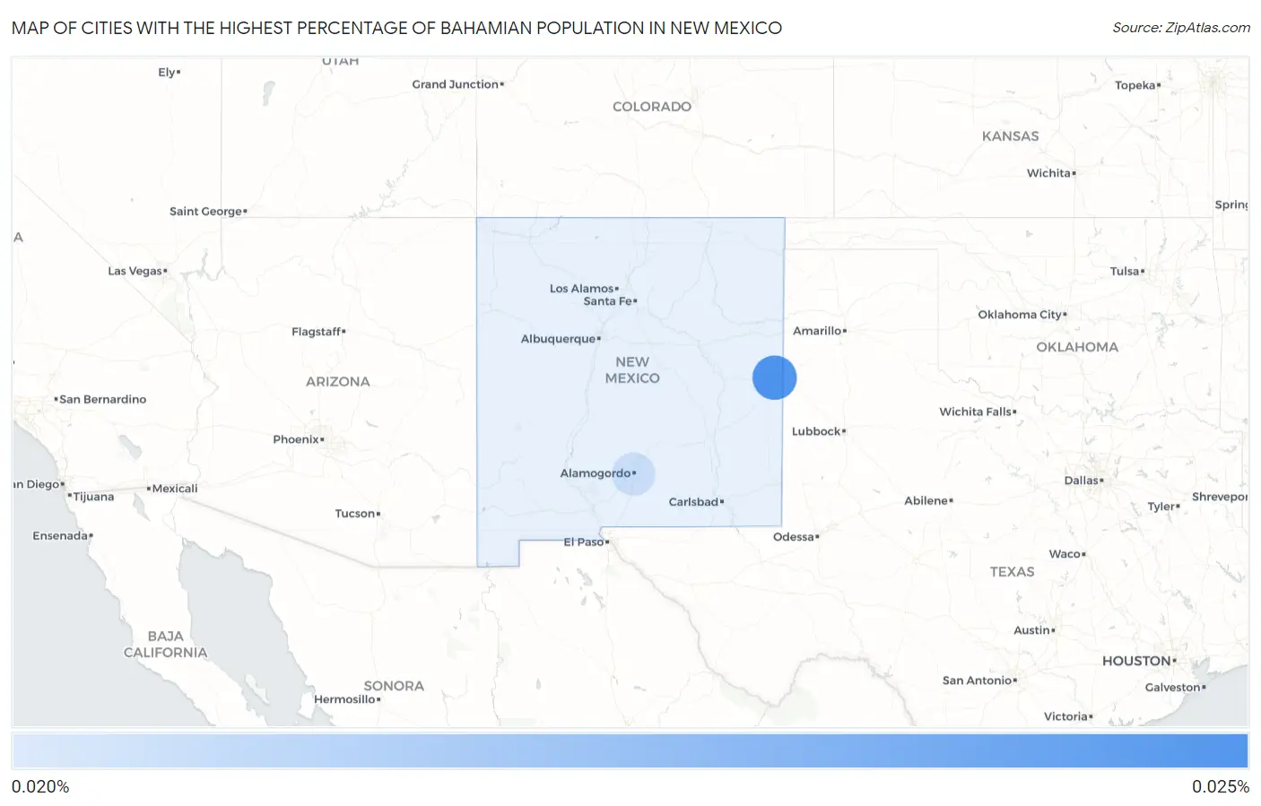 Cities with the Highest Percentage of Bahamian Population in New Mexico Map