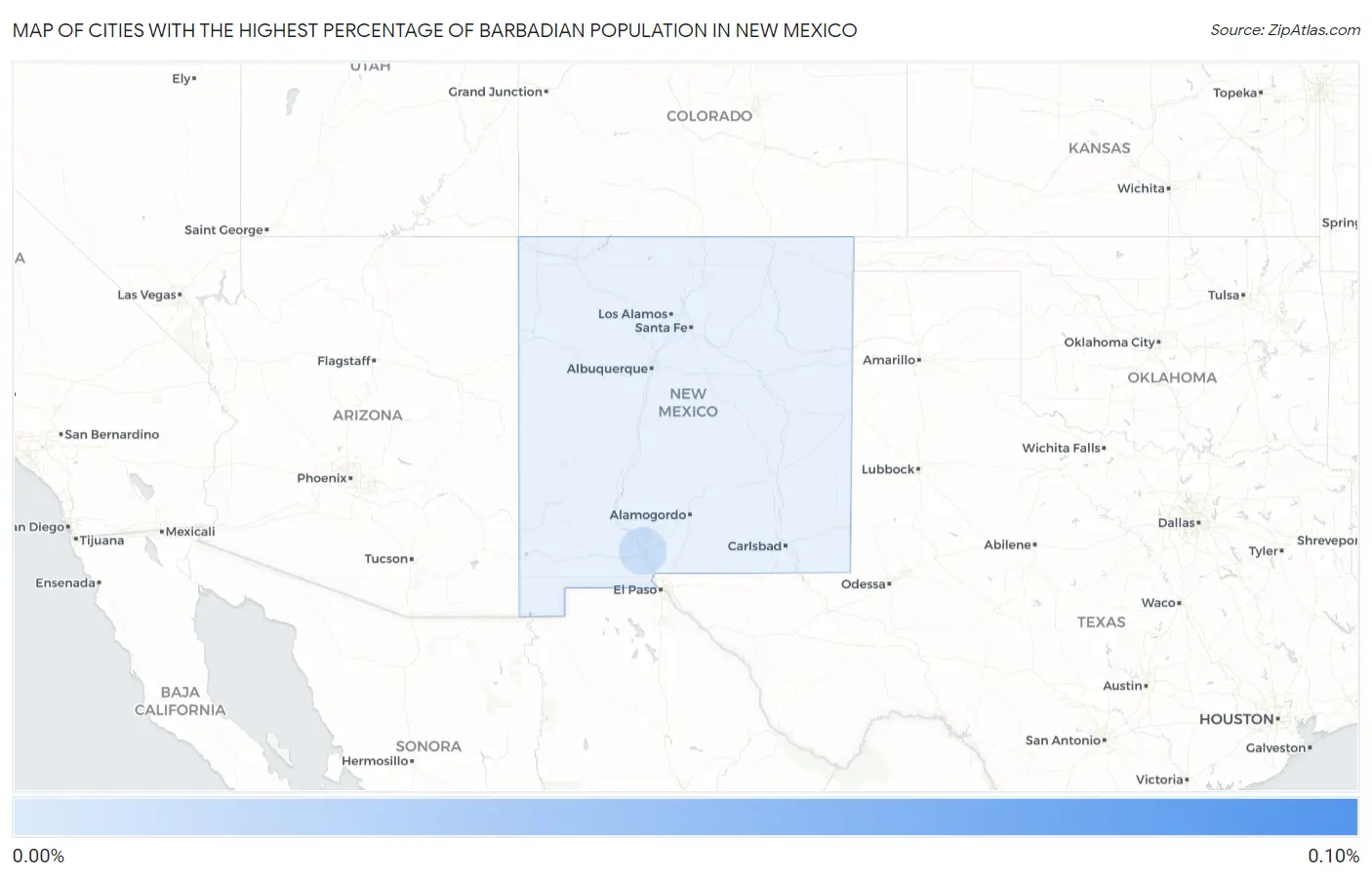 Cities with the Highest Percentage of Barbadian Population in New Mexico Map