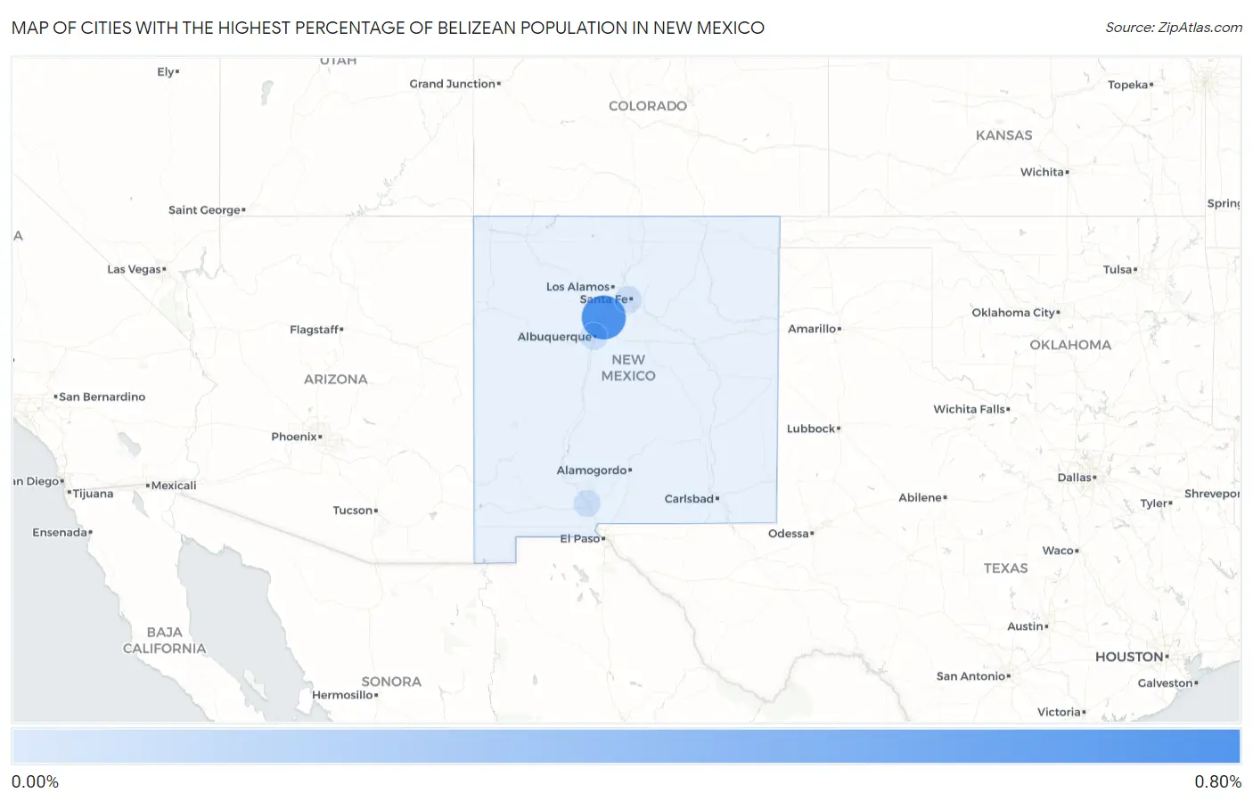 Cities with the Highest Percentage of Belizean Population in New Mexico Map