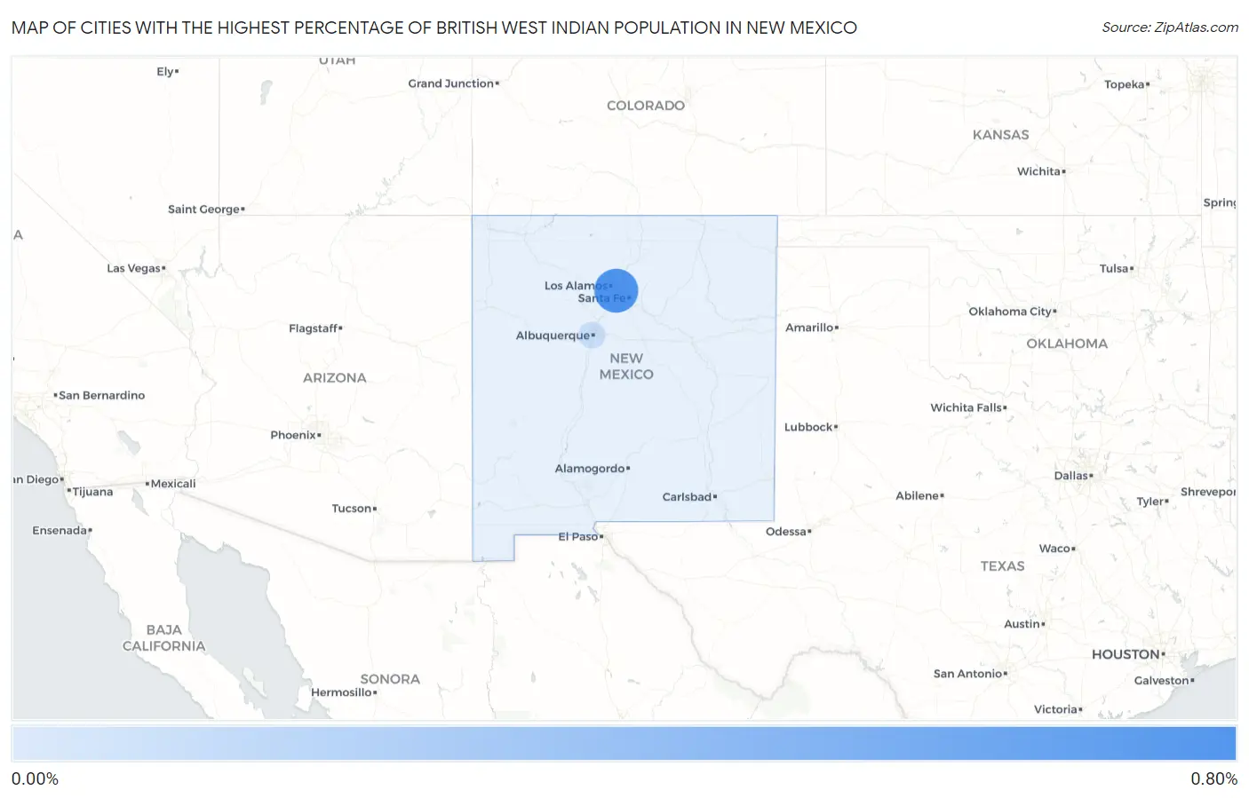 Cities with the Highest Percentage of British West Indian Population in New Mexico Map