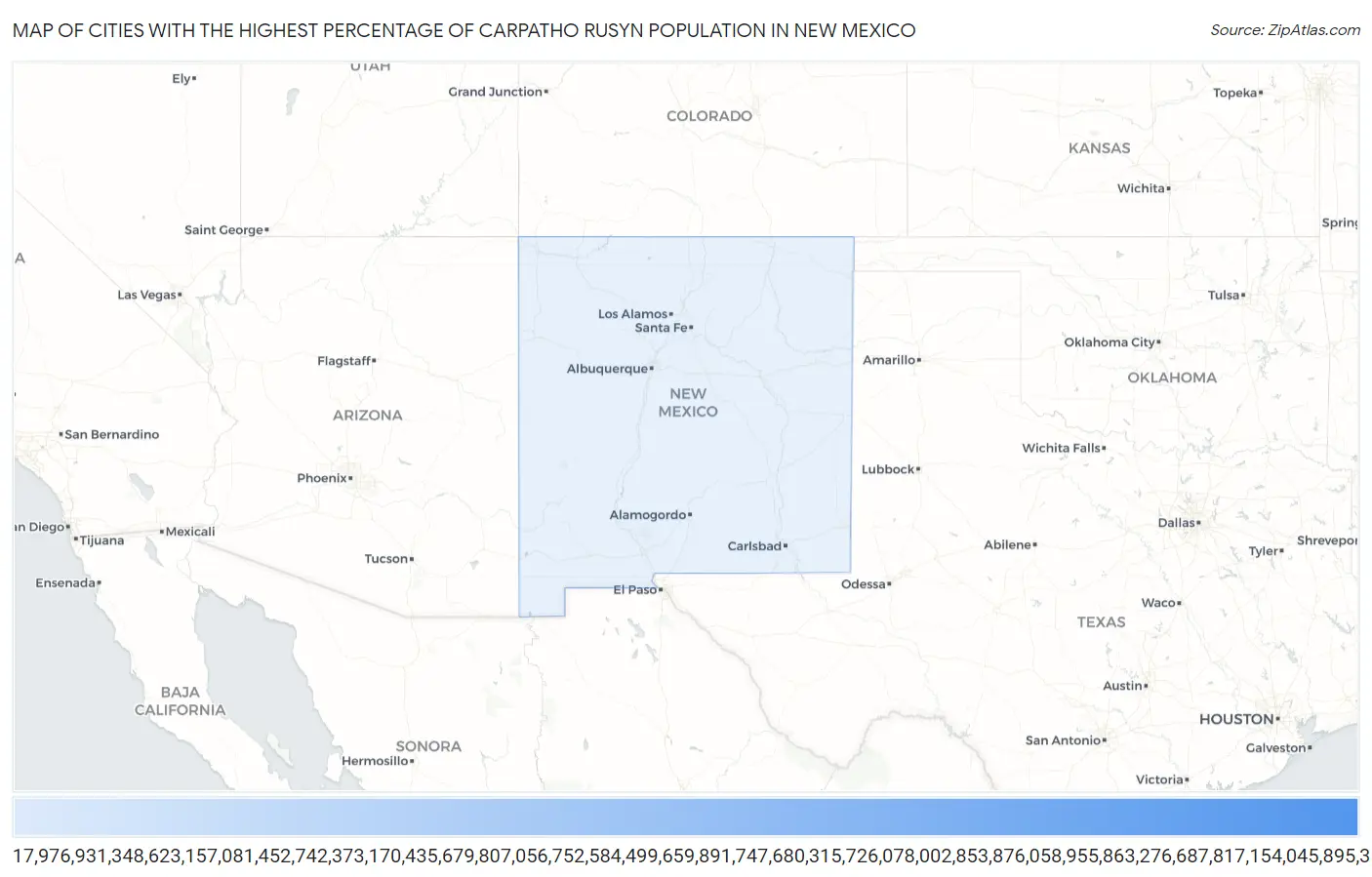 Cities with the Highest Percentage of Carpatho Rusyn Population in New Mexico Map