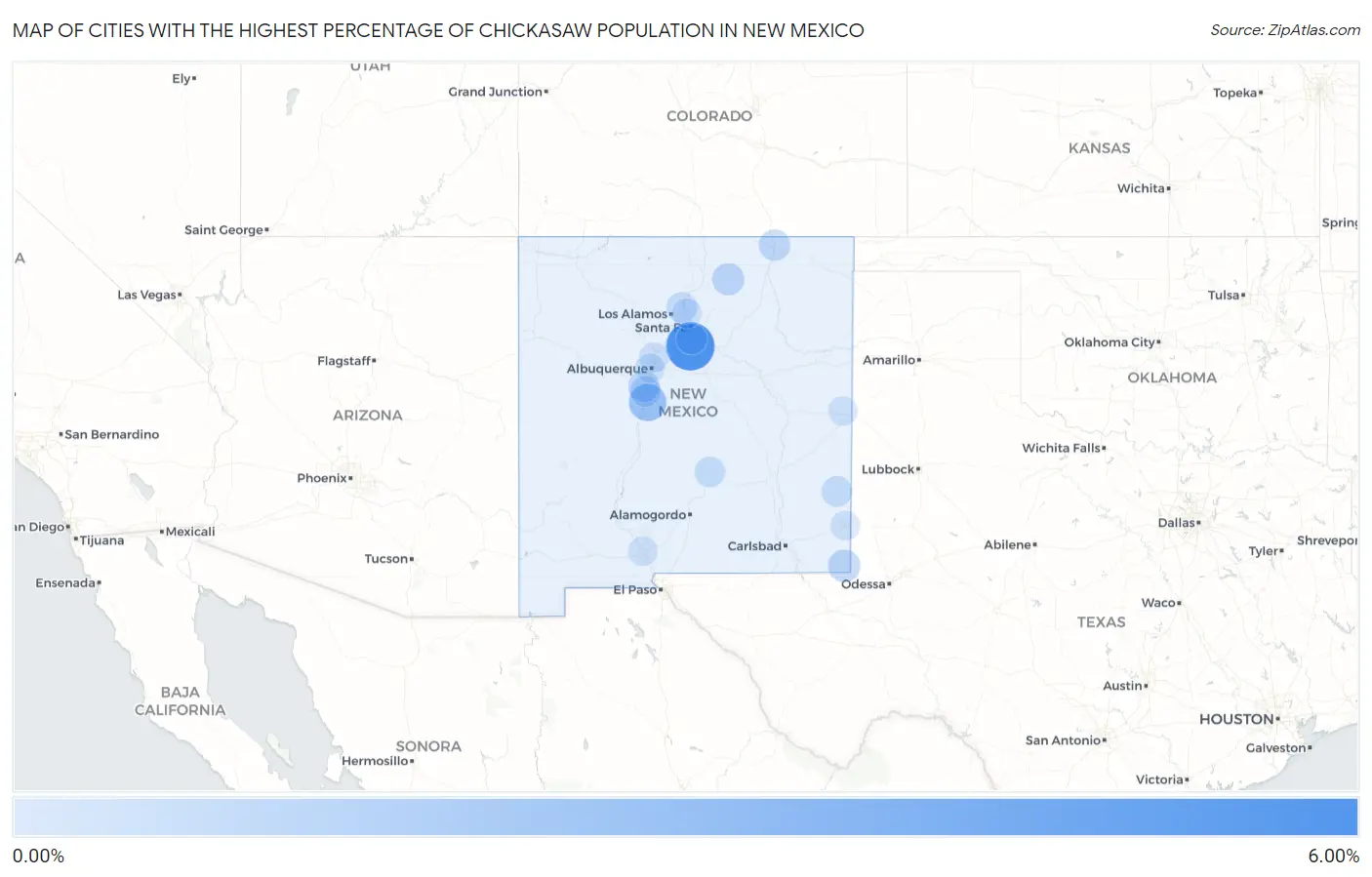 Cities with the Highest Percentage of Chickasaw Population in New Mexico Map