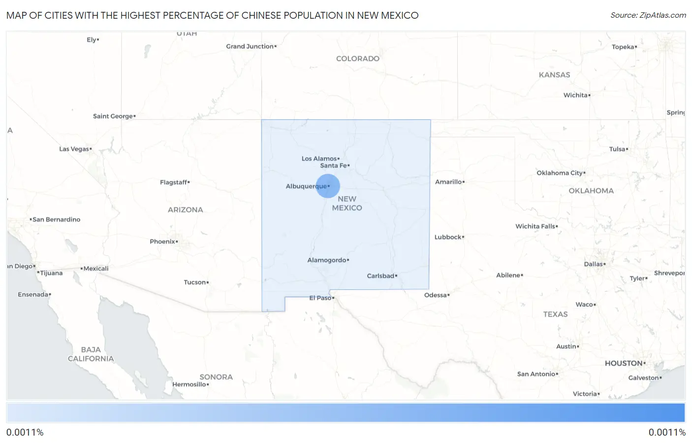 Cities with the Highest Percentage of Chinese Population in New Mexico Map