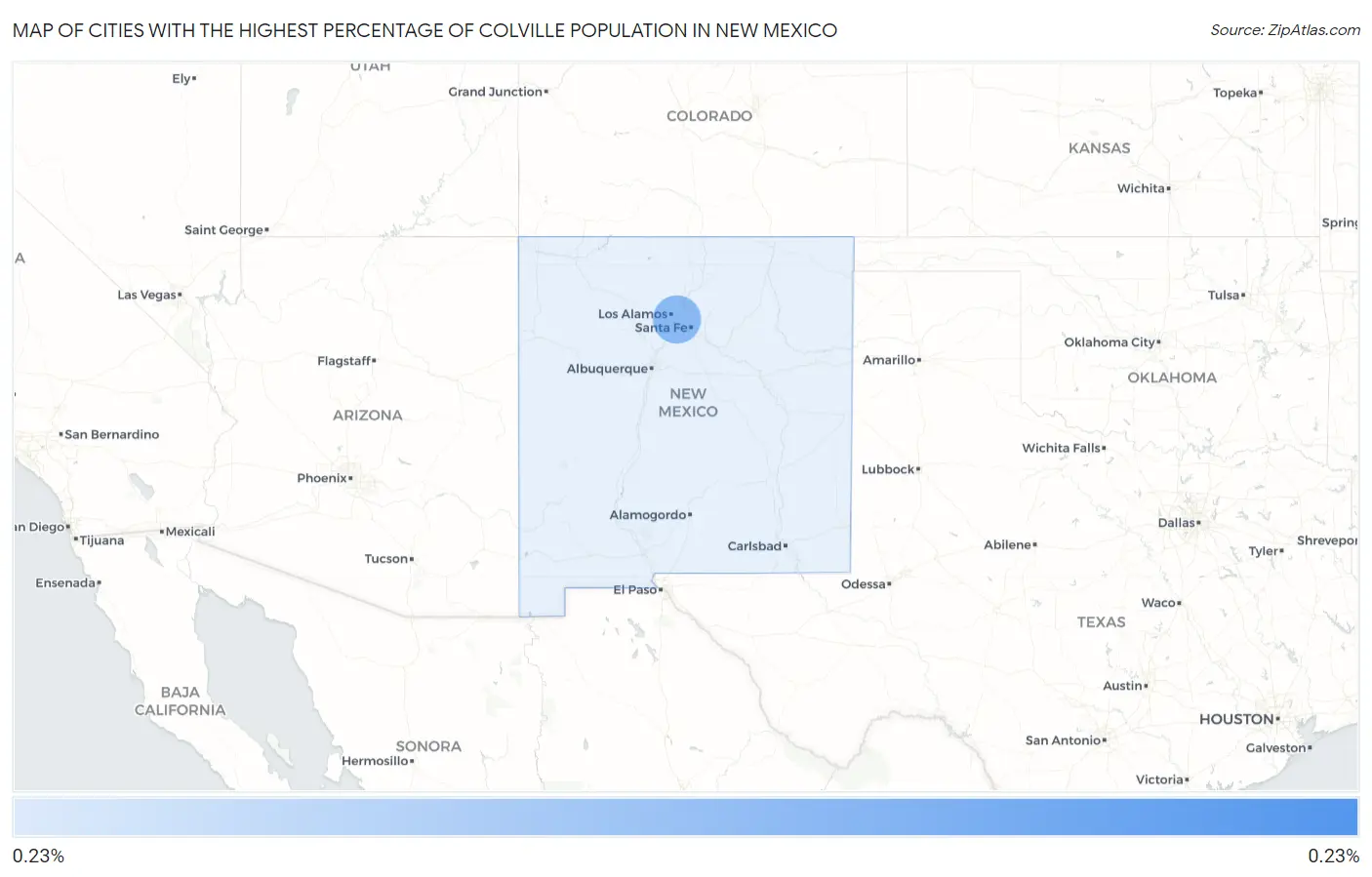 Cities with the Highest Percentage of Colville Population in New Mexico Map