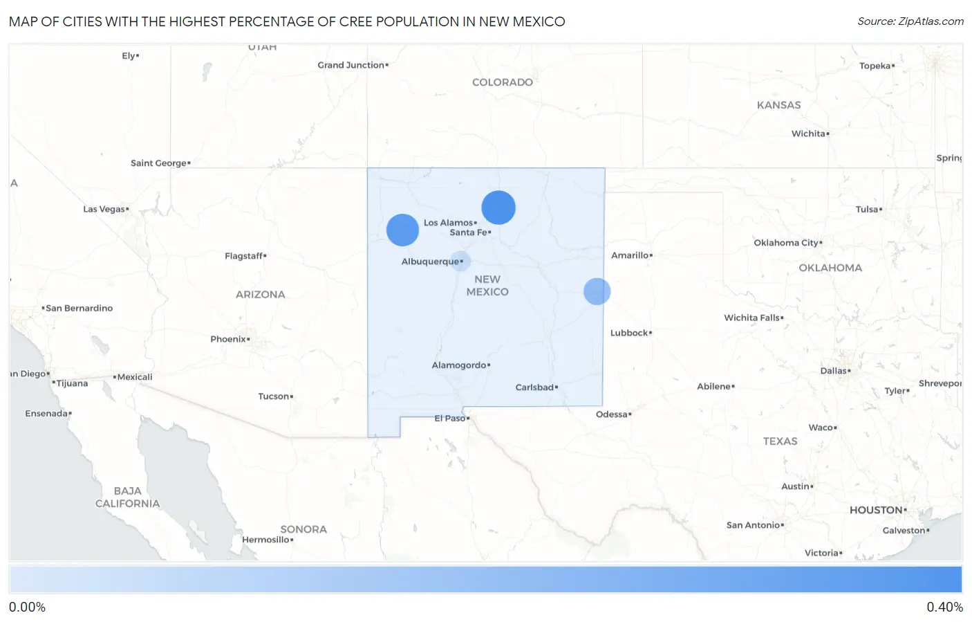 Cities with the Highest Percentage of Cree Population in New Mexico Map