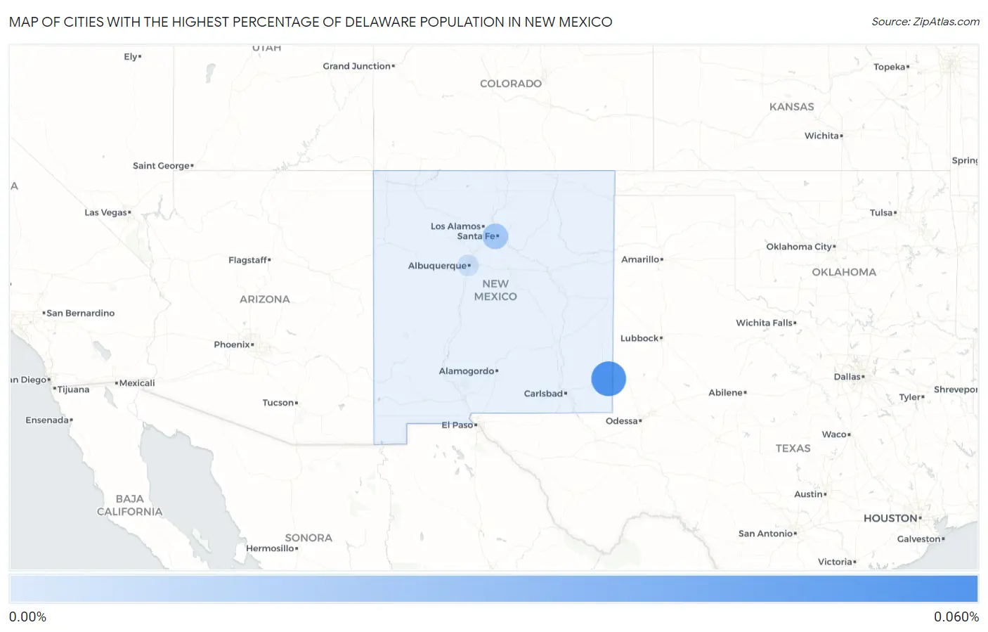 Cities with the Highest Percentage of Delaware Population in New Mexico Map