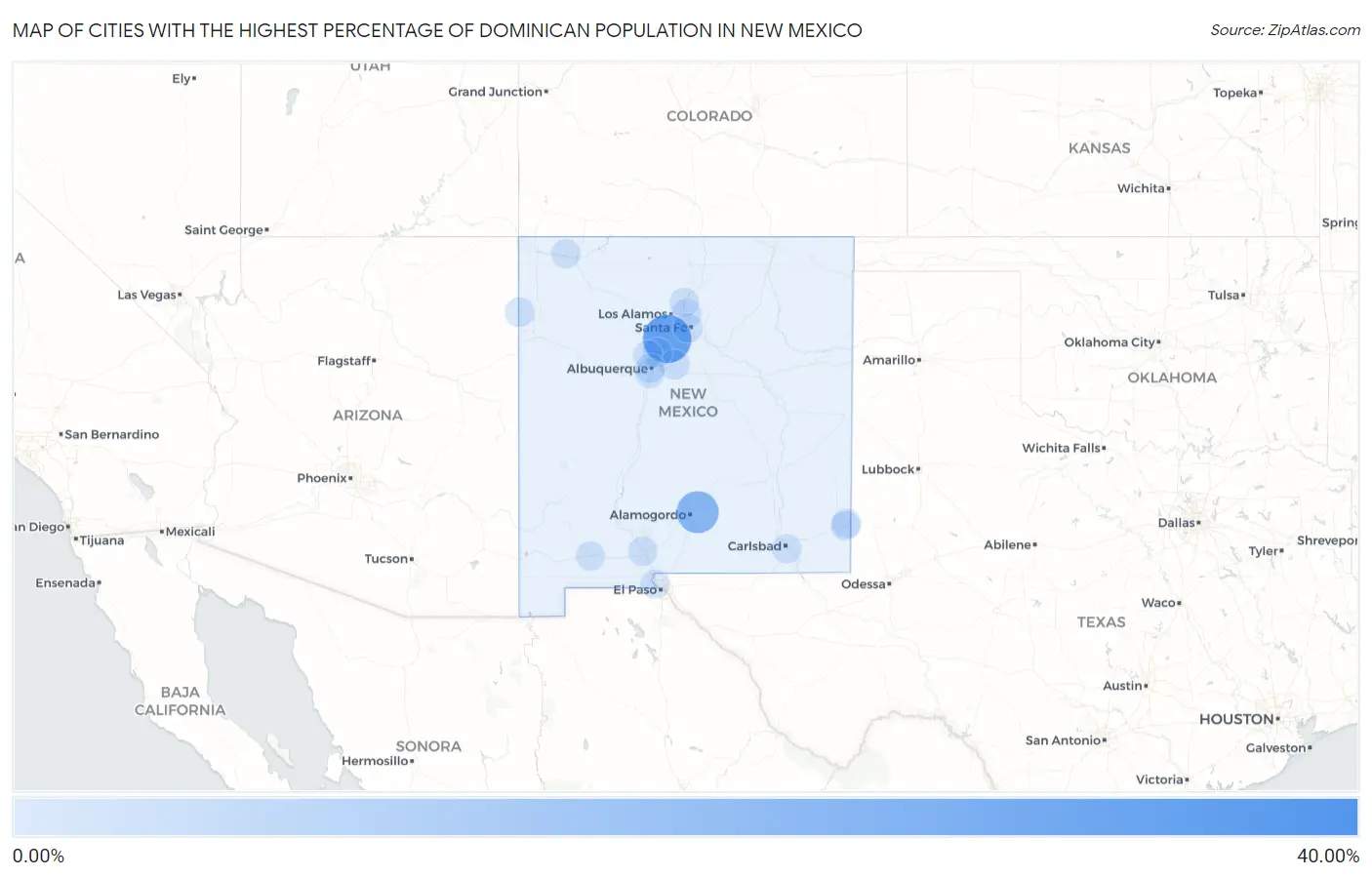 Cities with the Highest Percentage of Dominican Population in New Mexico Map