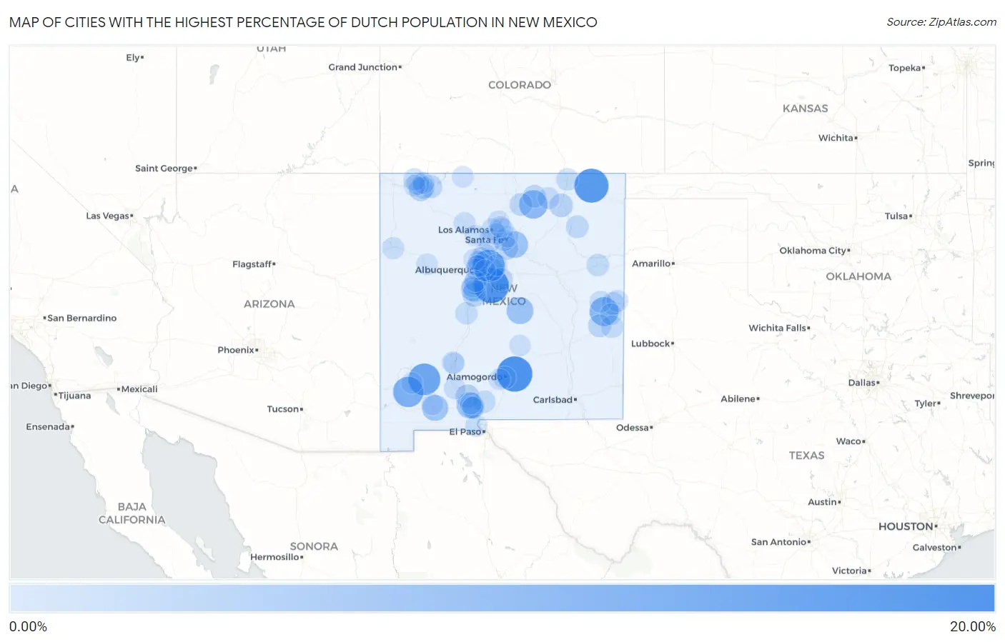 Cities with the Highest Percentage of Dutch Population in New Mexico Map
