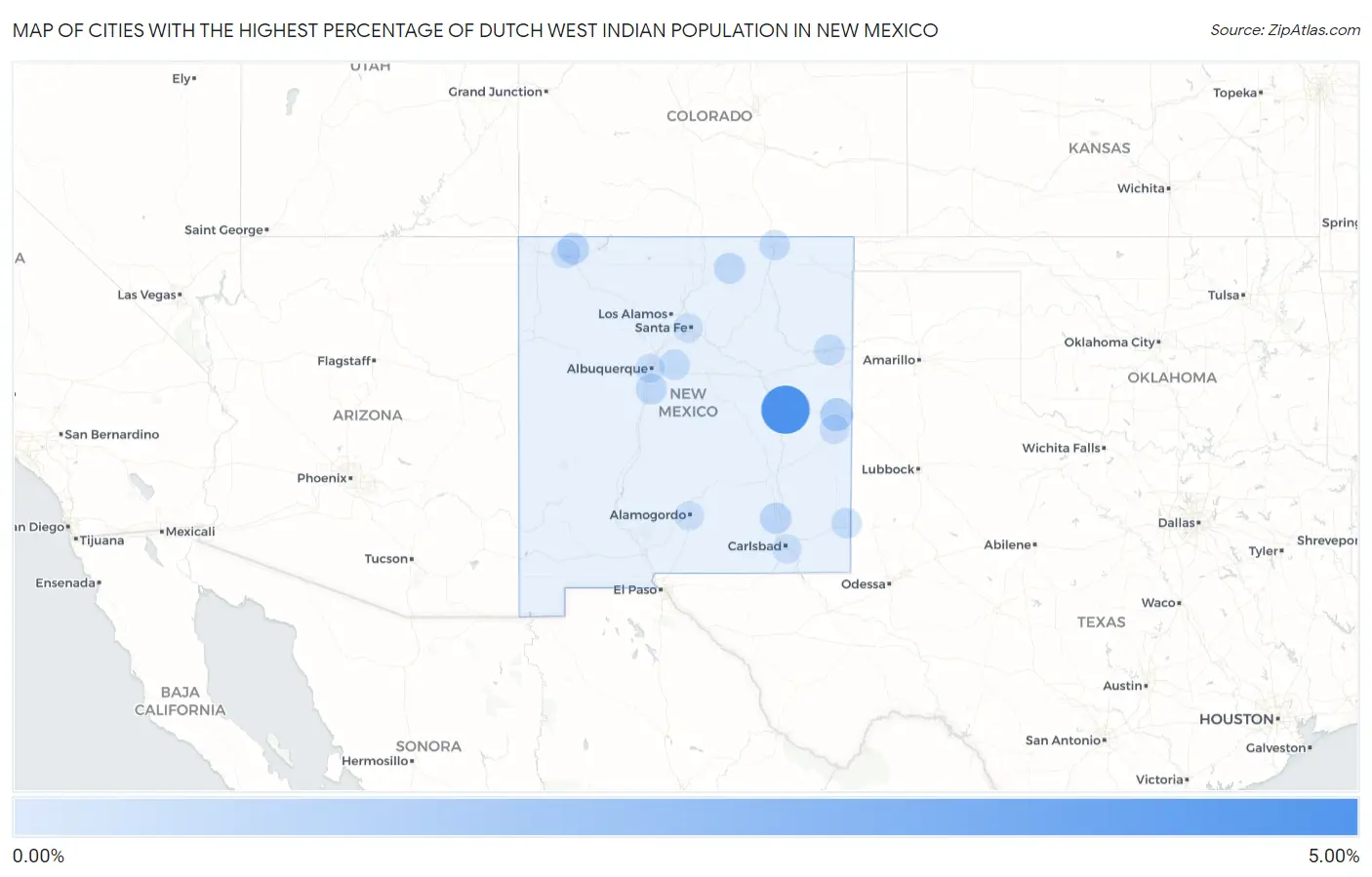 Cities with the Highest Percentage of Dutch West Indian Population in New Mexico Map
