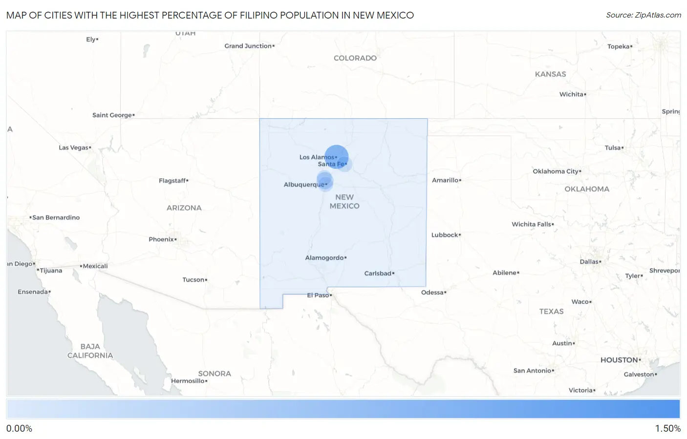 Cities with the Highest Percentage of Filipino Population in New Mexico Map