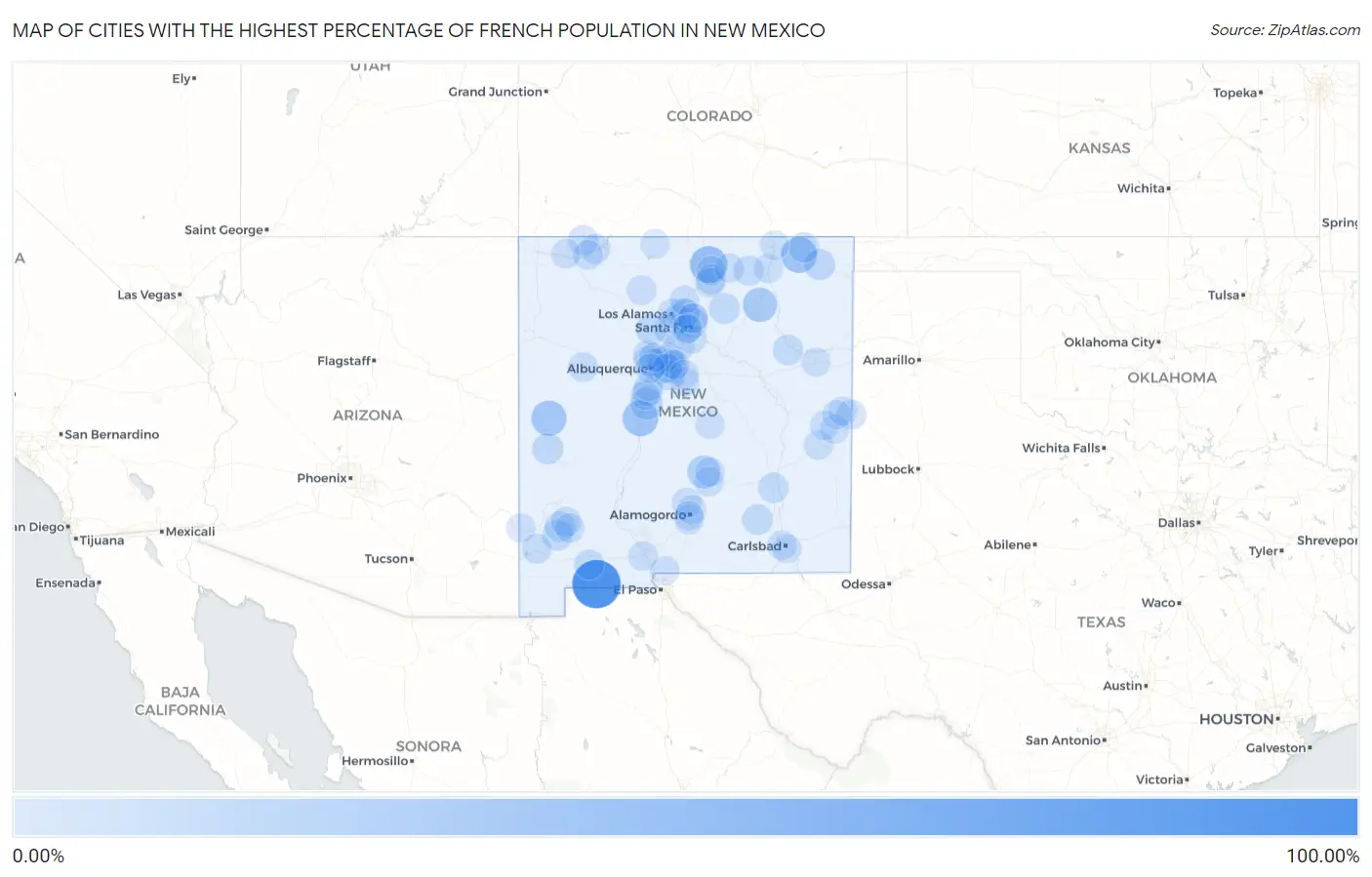 Cities with the Highest Percentage of French Population in New Mexico Map