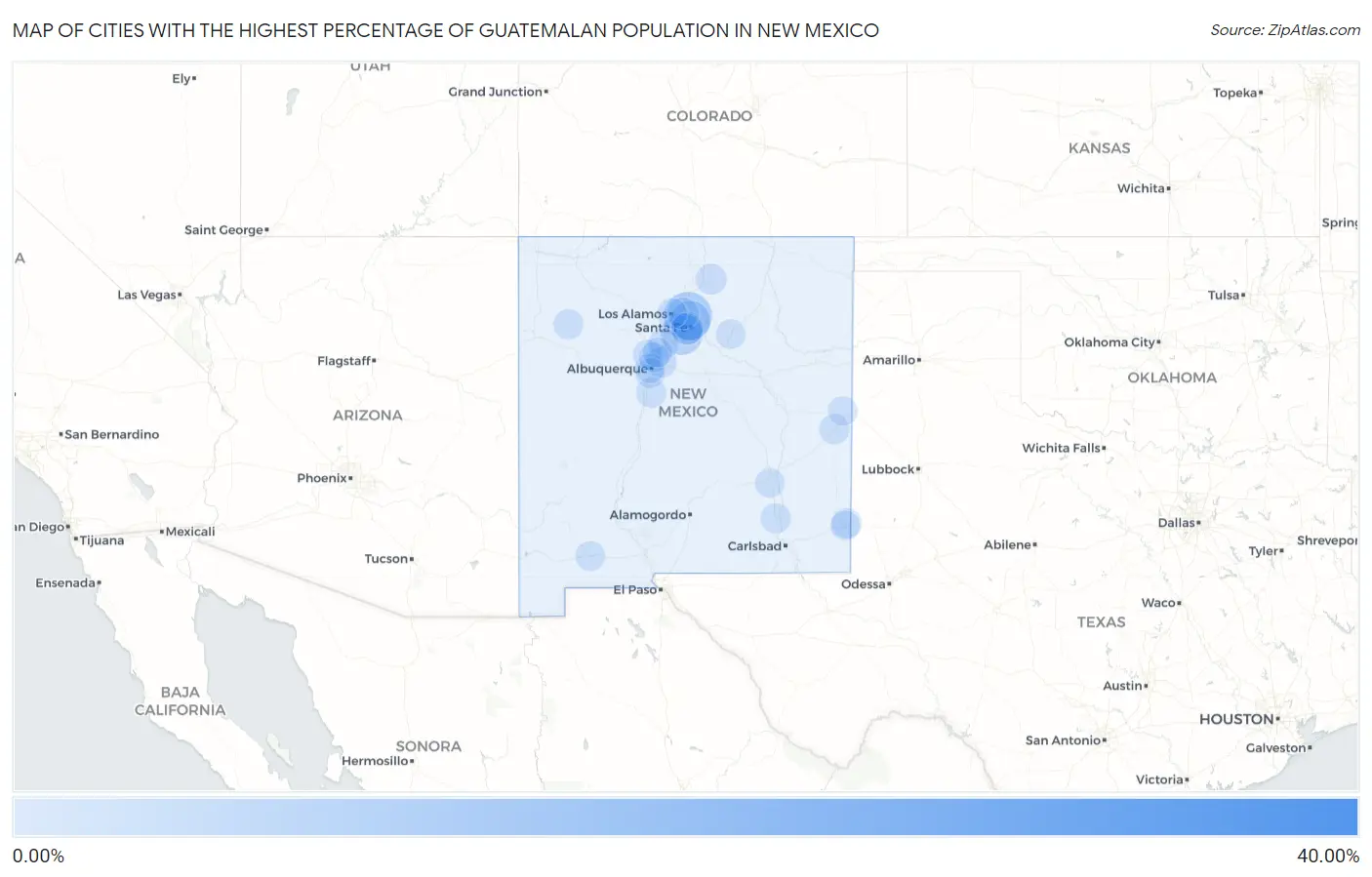 Cities with the Highest Percentage of Guatemalan Population in New Mexico Map