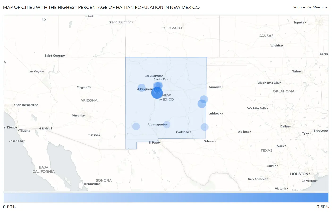 Cities with the Highest Percentage of Haitian Population in New Mexico Map