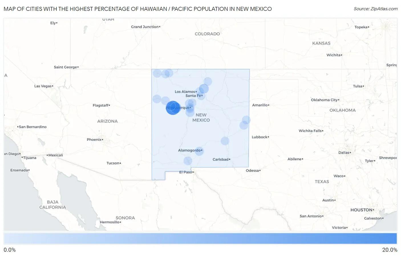 Cities with the Highest Percentage of Hawaiian / Pacific Population in New Mexico Map