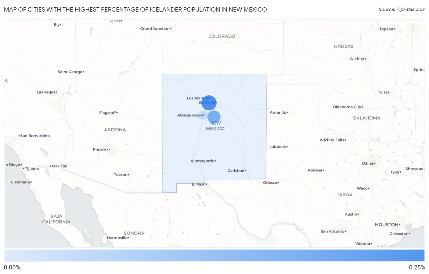 Cities with the Highest Percentage of Icelander Population in New Mexico Map