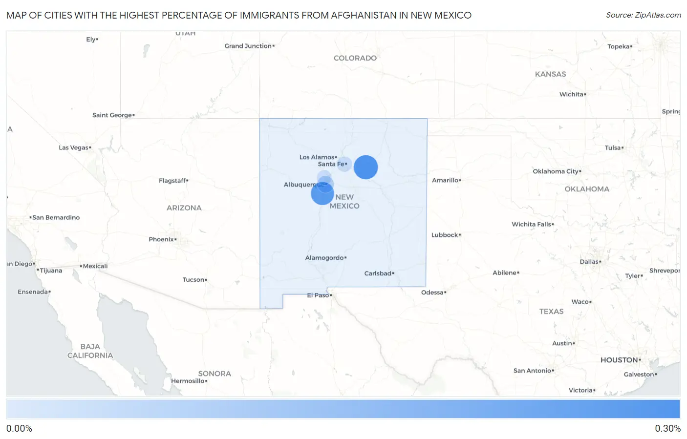 Cities with the Highest Percentage of Immigrants from Afghanistan in New Mexico Map