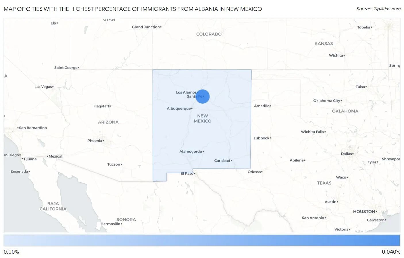 Cities with the Highest Percentage of Immigrants from Albania in New Mexico Map