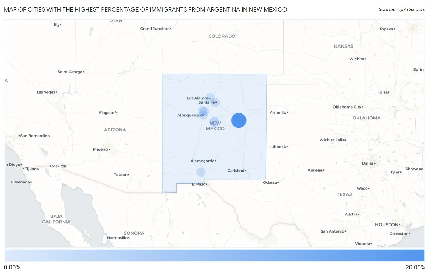 Cities with the Highest Percentage of Immigrants from Argentina in New Mexico Map