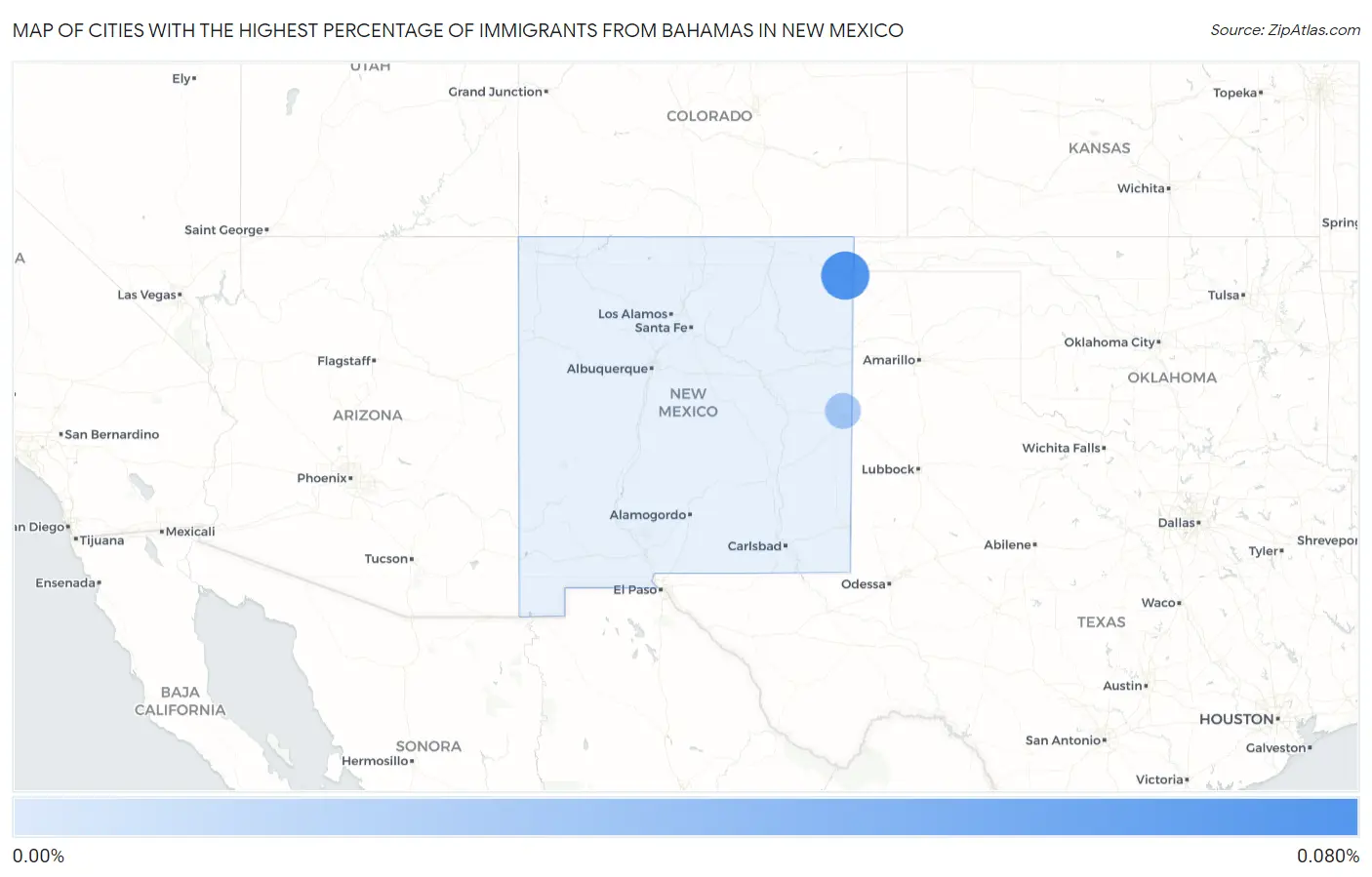 Cities with the Highest Percentage of Immigrants from Bahamas in New Mexico Map