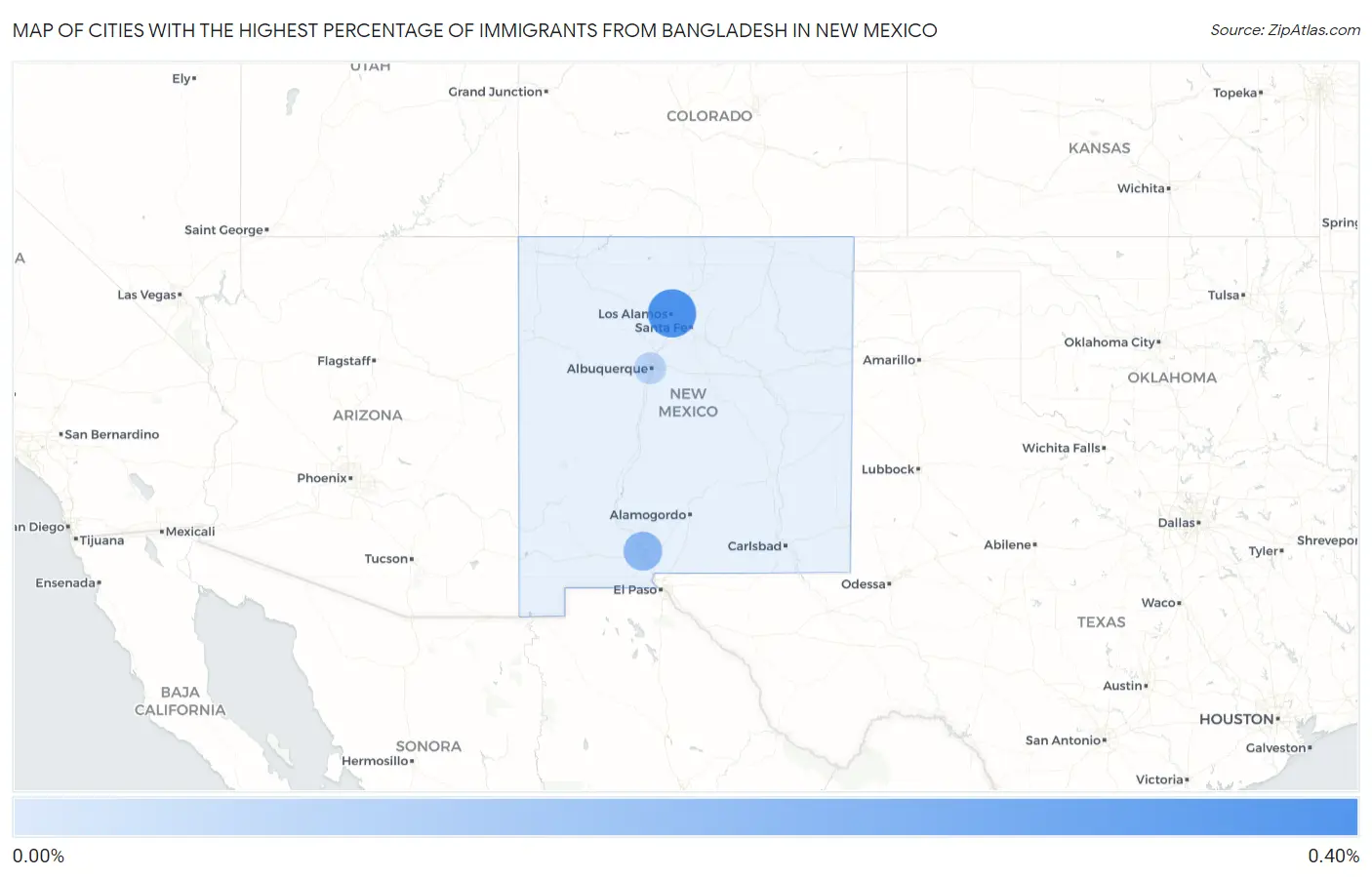 Cities with the Highest Percentage of Immigrants from Bangladesh in New Mexico Map