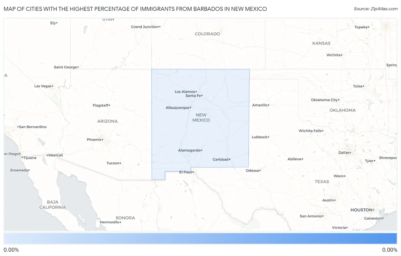 Cities with the Highest Percentage of Immigrants from Barbados in New Mexico Map