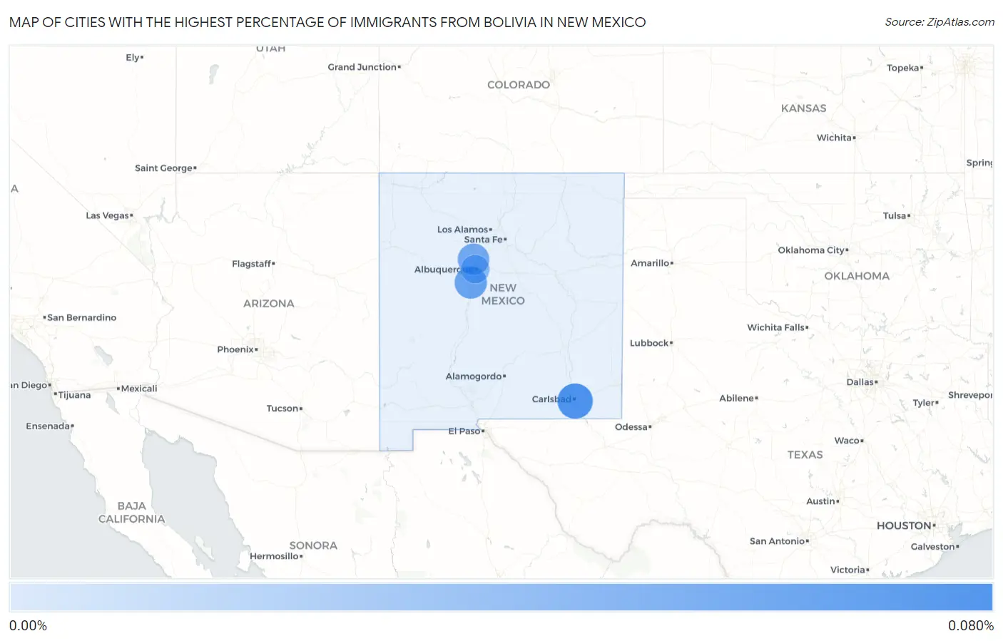 Cities with the Highest Percentage of Immigrants from Bolivia in New Mexico Map
